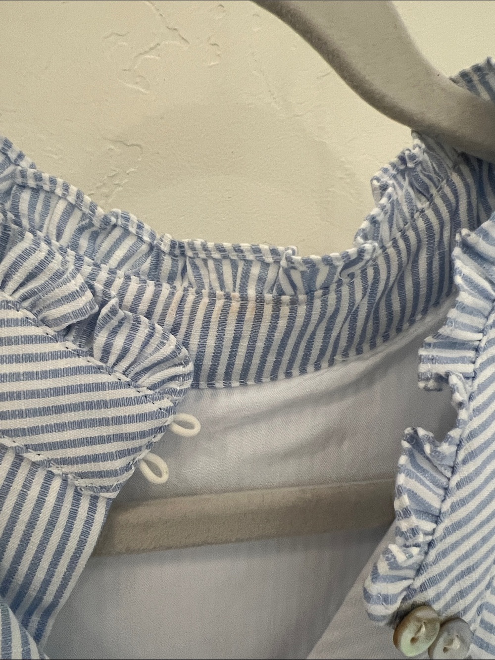 J.Marie Women’s Light Blue & White Striped Tiered Dress with Blue Embroidery - Picture 3 of 6